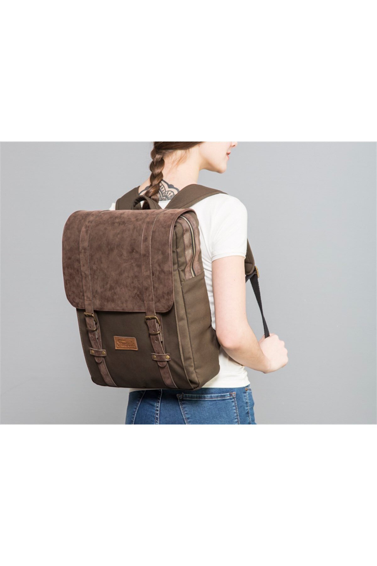 Fudela NYP Haki Unisex 15.6 İnç Laptop Bölmeli Casual Günlük Sırt Çantası görsel 3