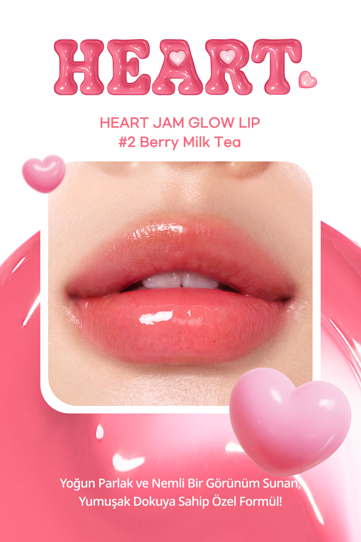 Yoğun Nemlendirici, Parlak Bitişli Balm PERIPERA Heart Jam Glow Lip (2 Berry Milktea) — صورتی 111112 — تصویر 3 از 9