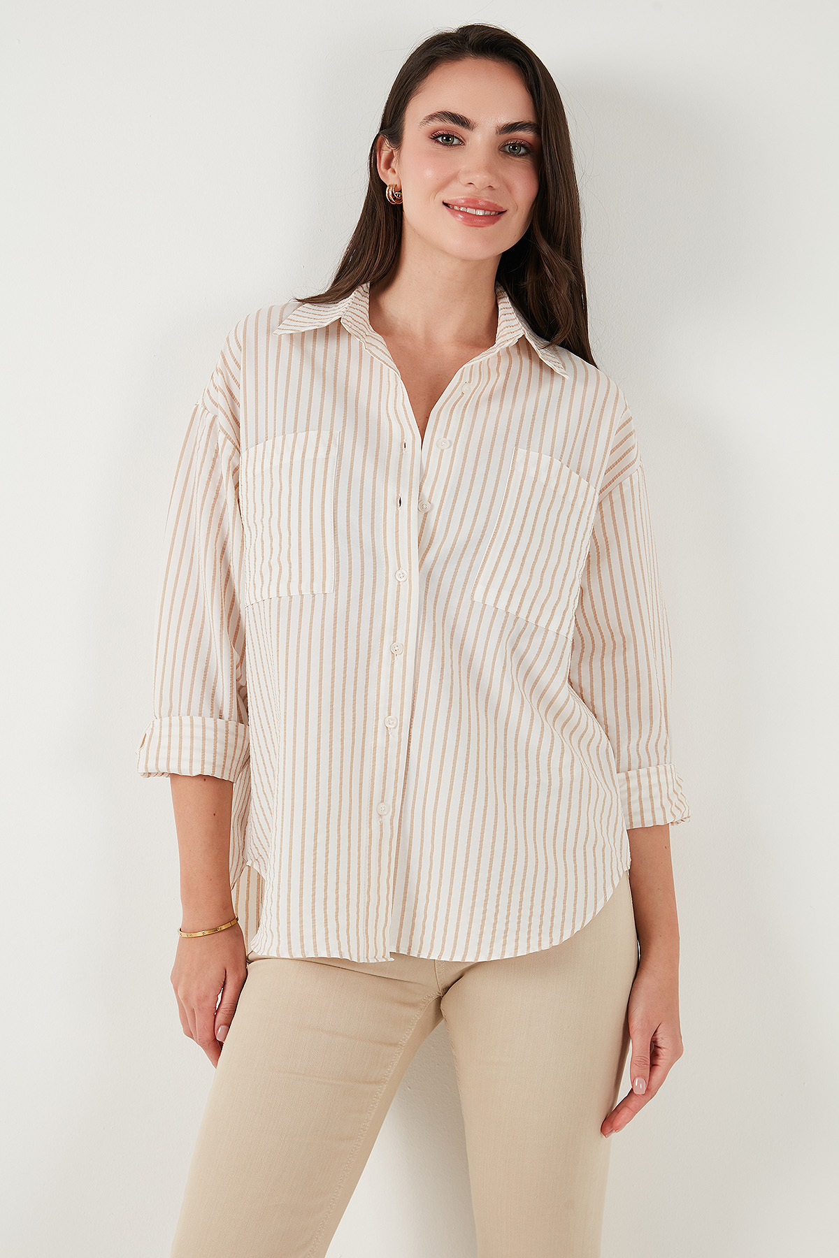 Lela  Regular Fit Uzun Kollu Çizgili Gömlek GÖMLEK 6772875 - Görsel 6