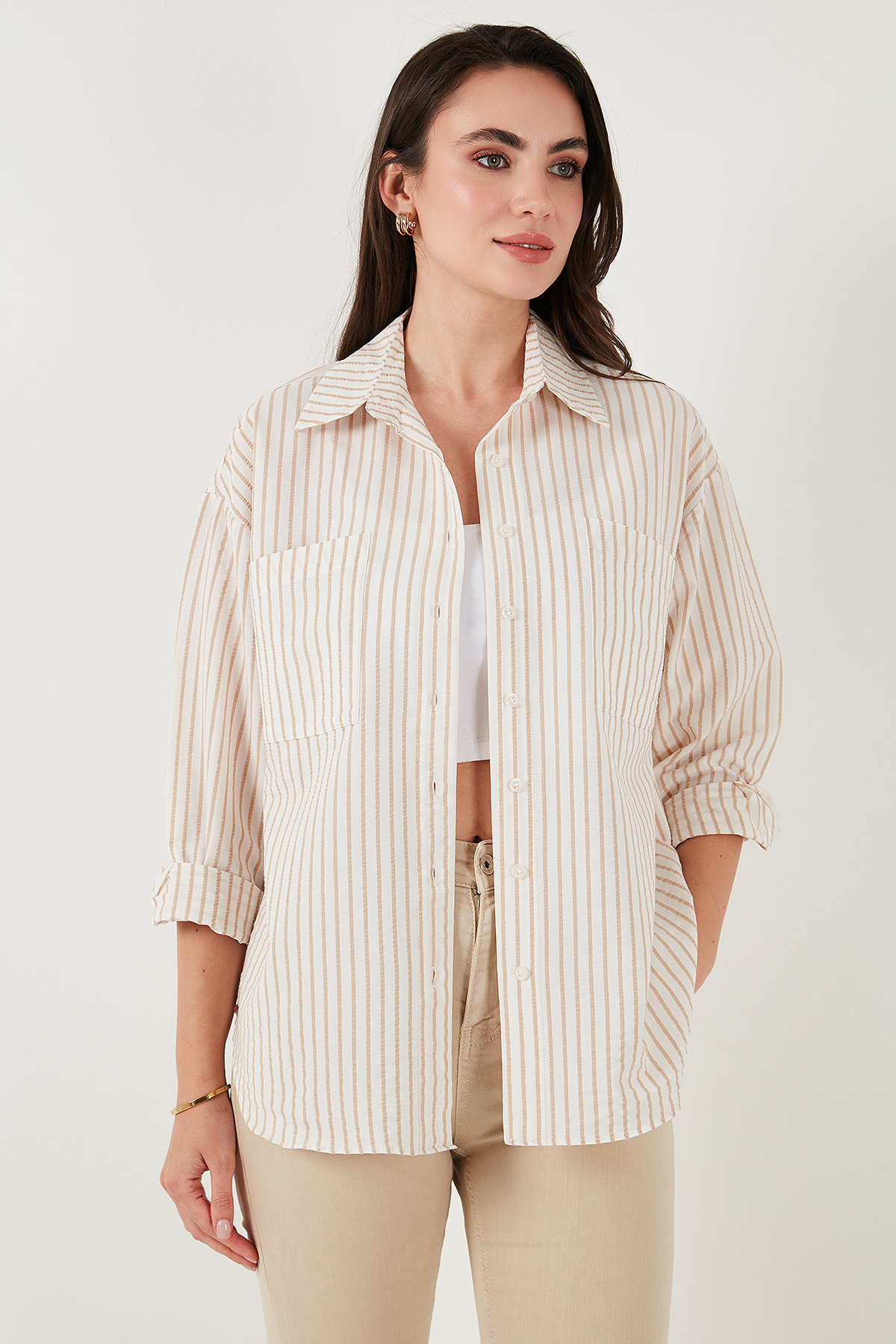 Lela  Regular Fit Uzun Kollu Çizgili Gömlek GÖMLEK 6772875 - Görsel 5