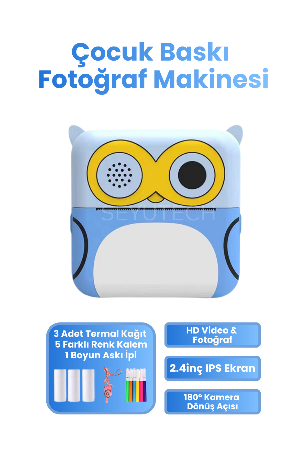 SEYUTECH Çocuk Kamerası Dijital HD Video Kayıt ve Fotoğraf Termal Resim Kağıt Baskılı Yazıcı