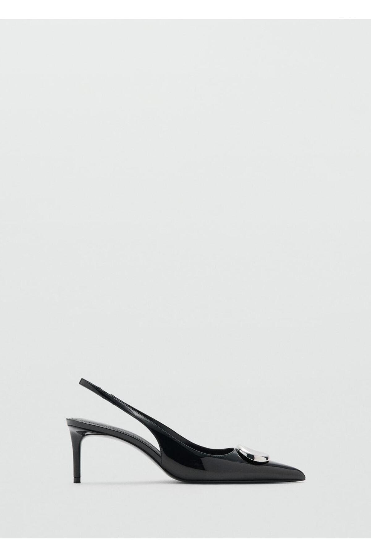 MANGO  Metalik detaylı rugan topuklu ayakkabı - Görsel 3