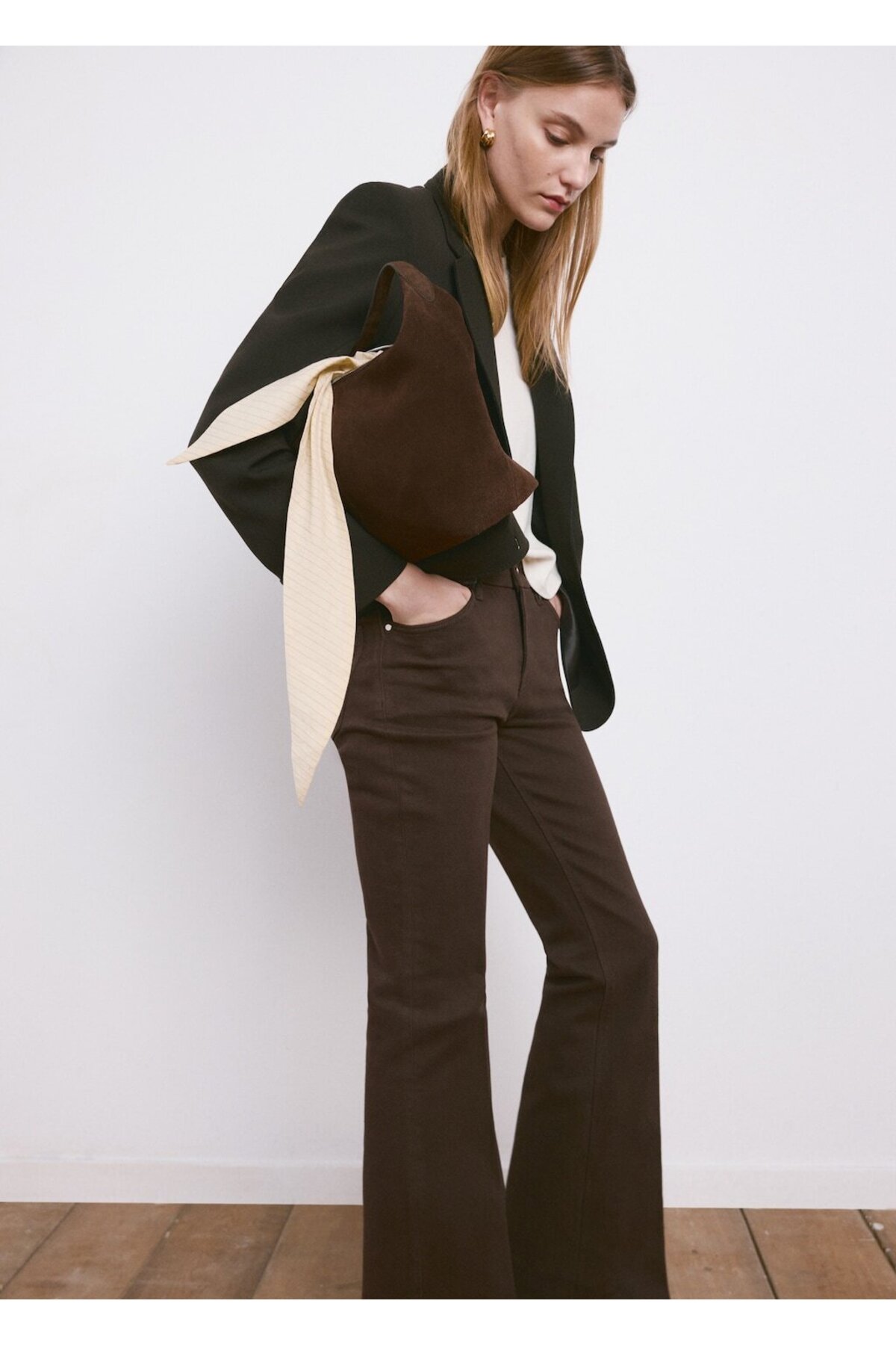 MANGO  Violeta yüksek bel flare jean pantolon - Görsel 7