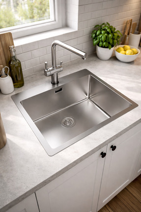 Asil Krom Paslanmaz Çelik Eviye ( AS382) 5 Yıl Garantili. Sifon Takımı Hediye