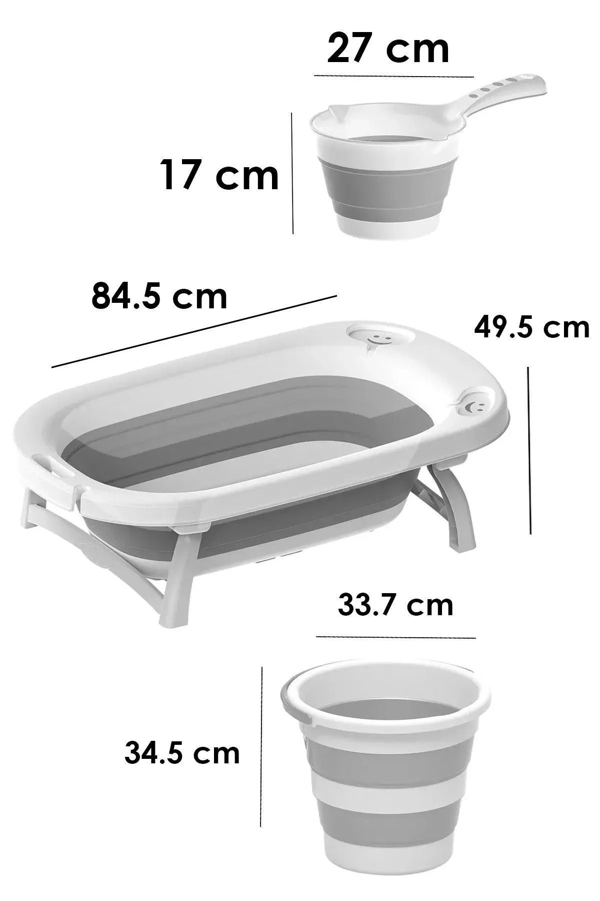 Milenay Katlanabilir Akordiyon Özellikli Bebek Küveti Seti, Kova ve Maşrapa, Kolay Depolama ve Kullanım fotoğrafı 3 (önizleme)