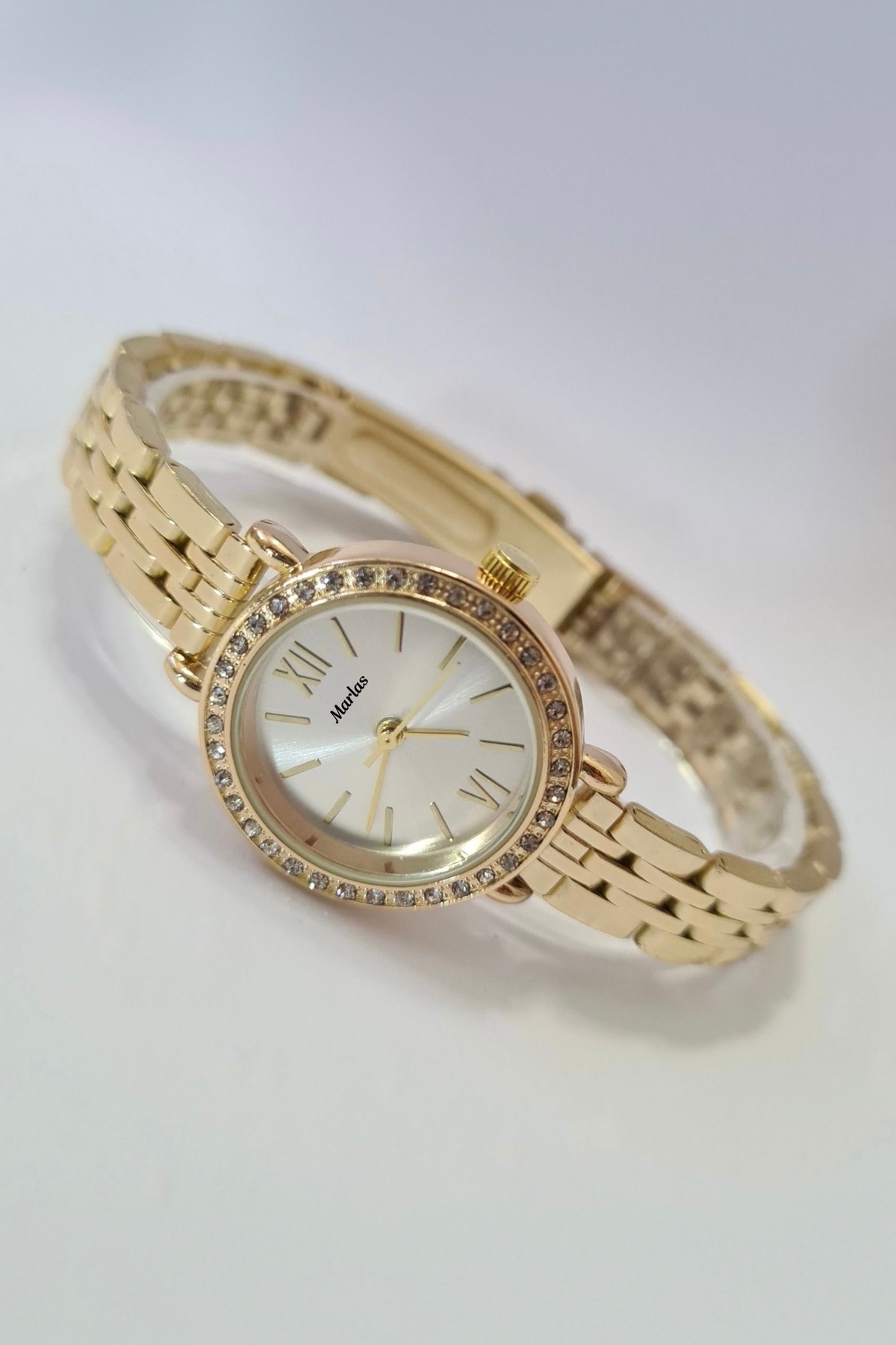 Marlas  Modern Tasarım Kadın Kol Saati, Zirkon Taşlı, Minimal Tasarım, Estetik, Çelik Kordon