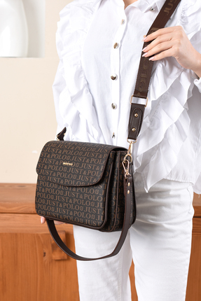 Just Polo Kadın Kahverengi 5 Bölmeli 2 Askılı El ve Omuz Çantası-J2184