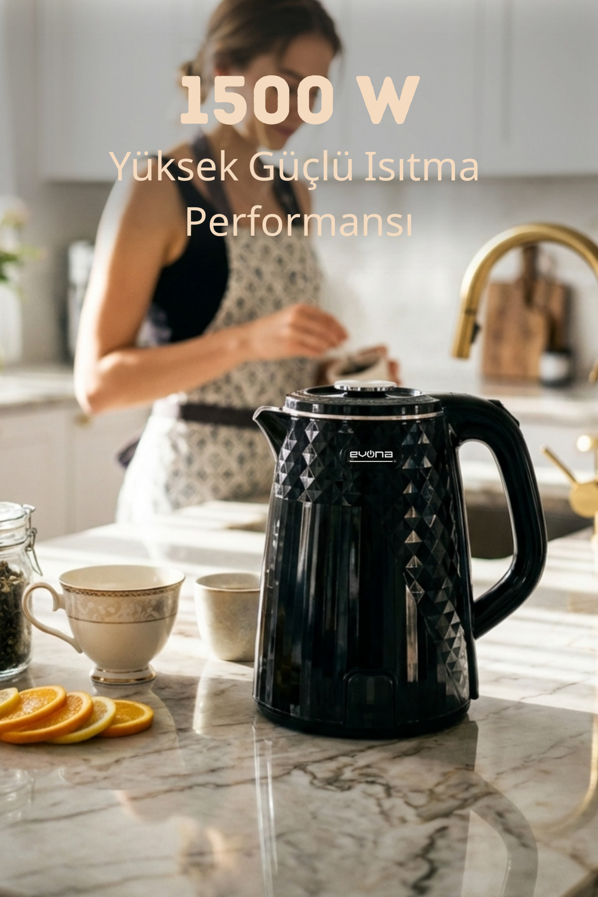 کتری نکترا پریمیوم مشکی براق با بدنه داخلی استیل ضد زنگ