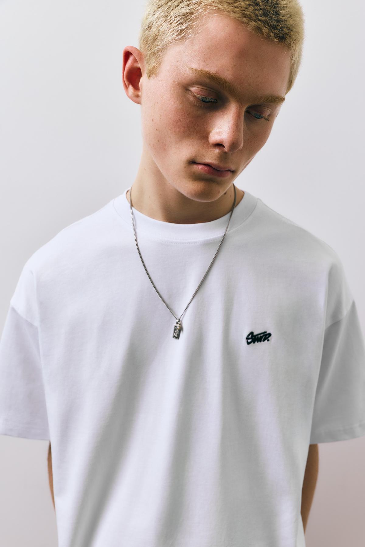 Pull & Bear  STWD logolu bol kesim t-shirt - Görsel 3