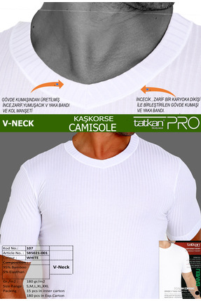 TATKAN BODYWEAR 4'lü Kaşkorse Bambu V-Yaka T-shirt