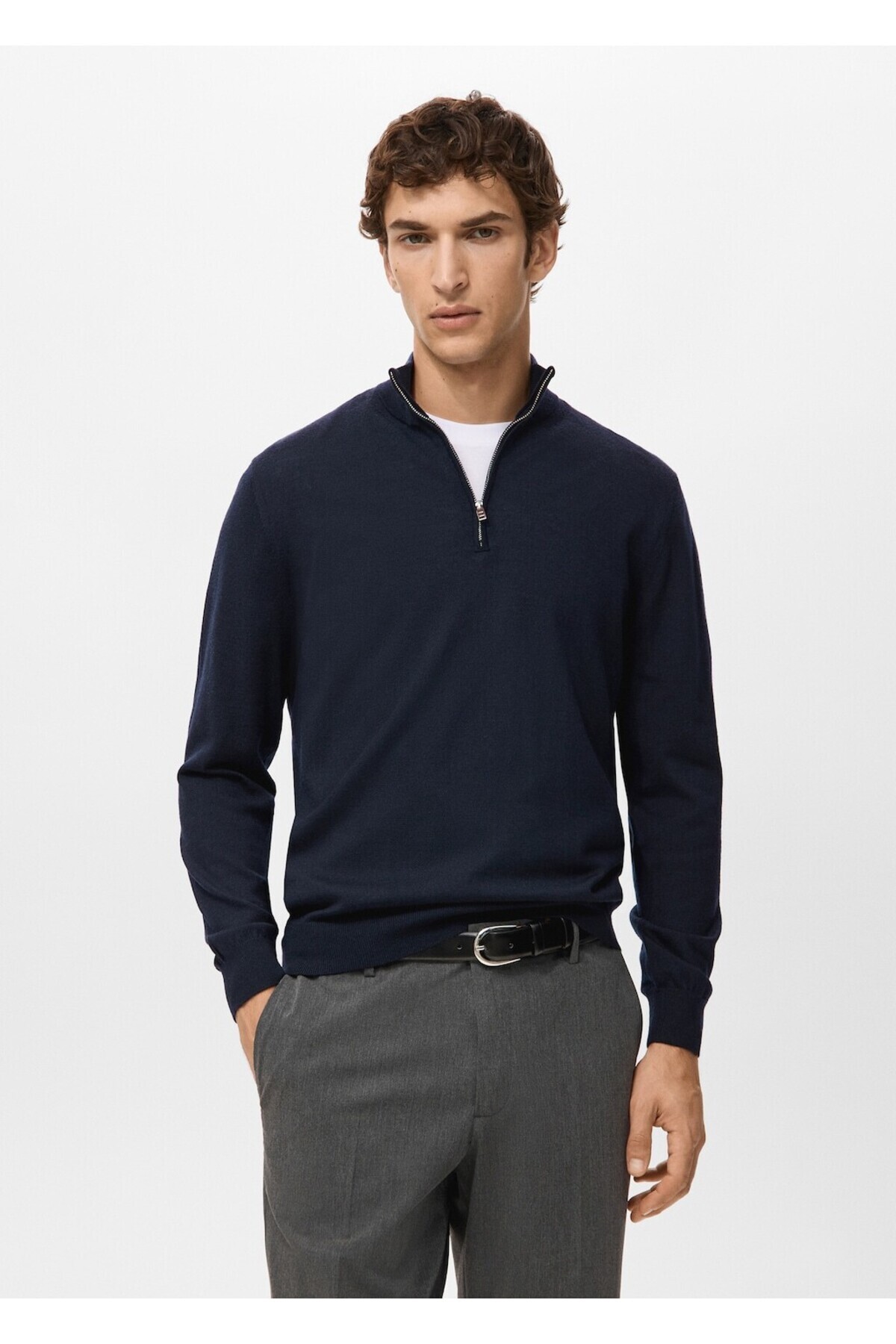 مانگو ژاکت یقه زیپ‌دار، ۱۰۰٪ پشم مرینوس