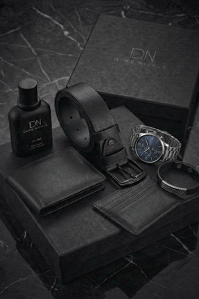 Duke Nickle Erkek Saat Takı Parfüm Kemer Kartlık Ve Cüzdan Çeyiz Seti - Hediy...