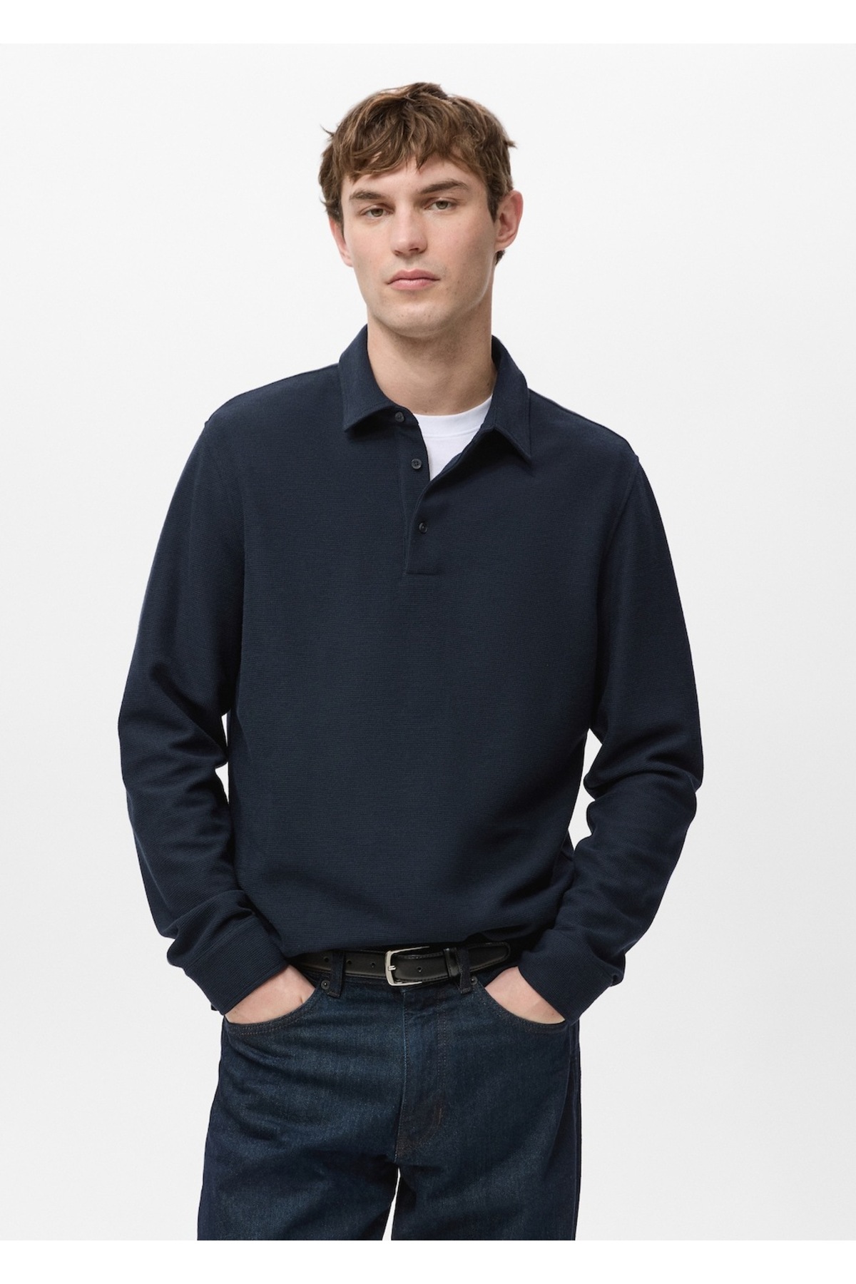 مانگو ژاکت پولو بافتنی طرح‌دار