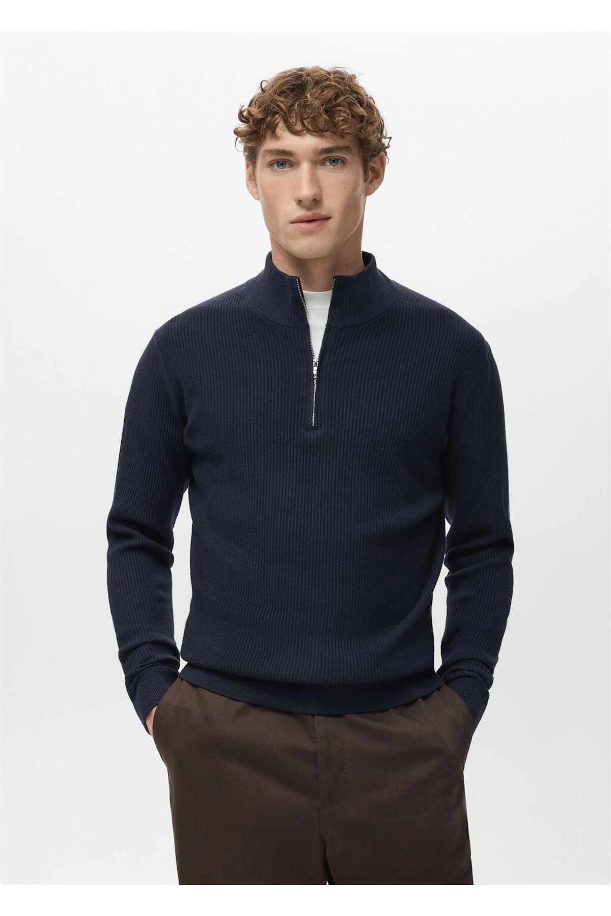 مانگو ژاکت یقه زیپ‌دار شیاردار