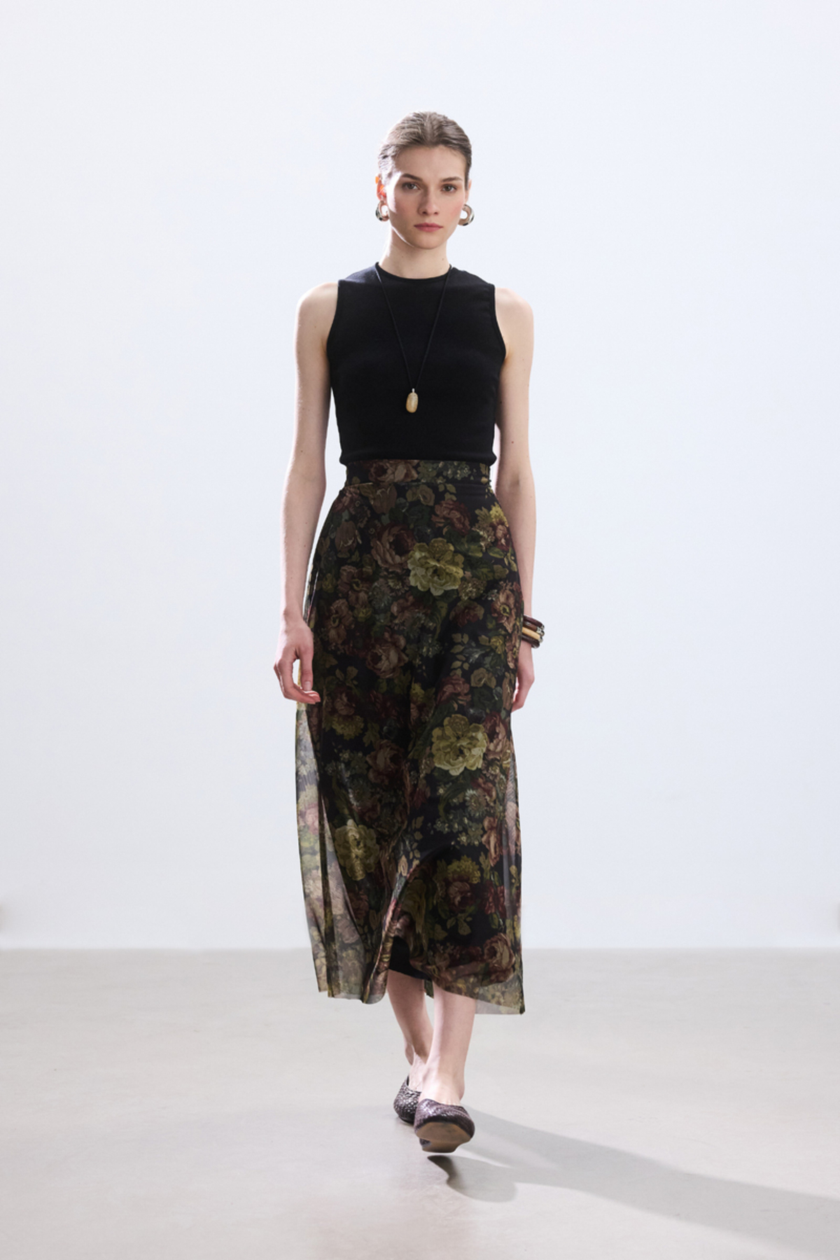 BE BLUE  VINTAGE ROSE DESENLİ TÜL ETEK