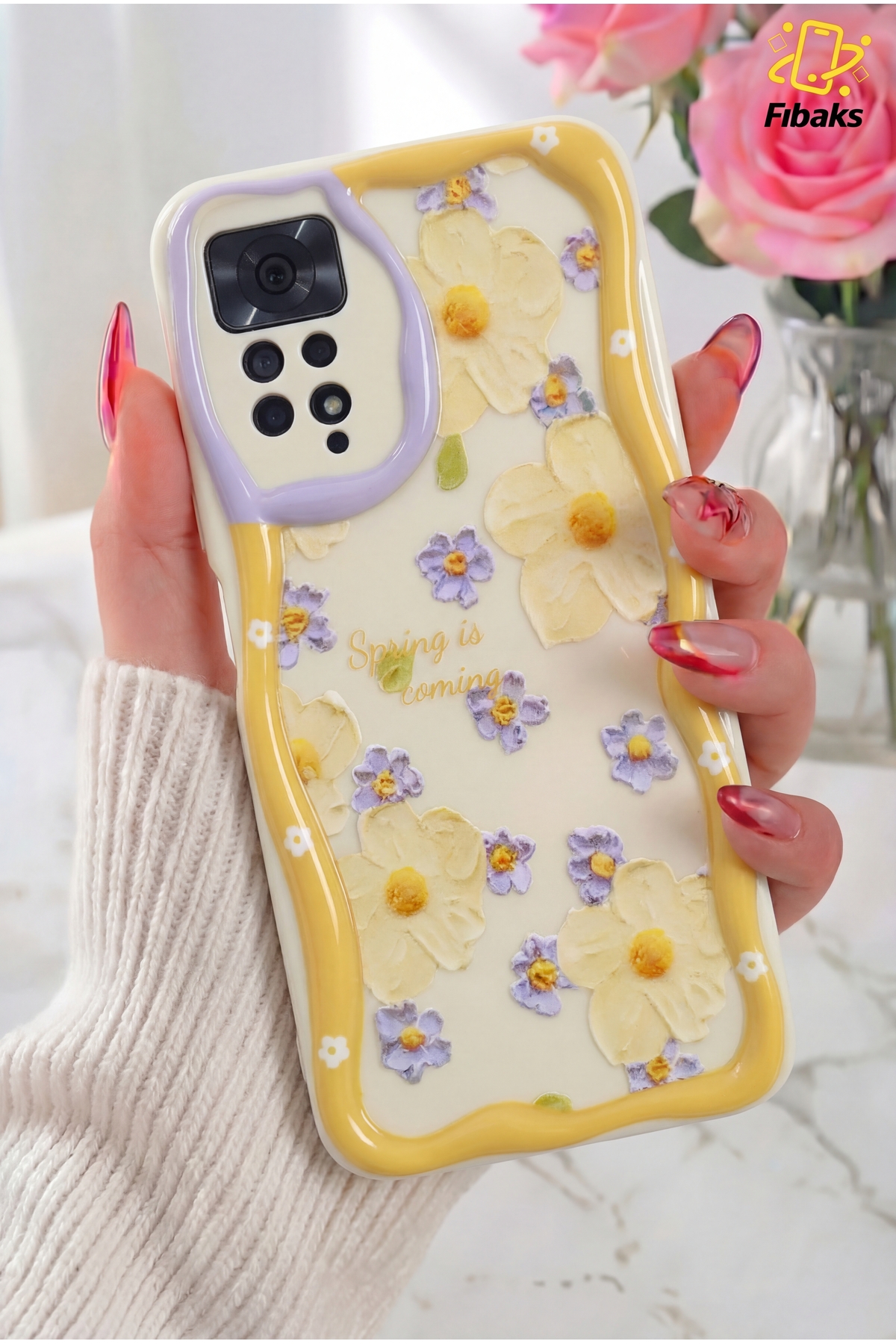 Redmi Note 11 Pro/12 Pro 4G Case Design Patterned Camera Protected Daisy Flower Colorful Silicone Cap