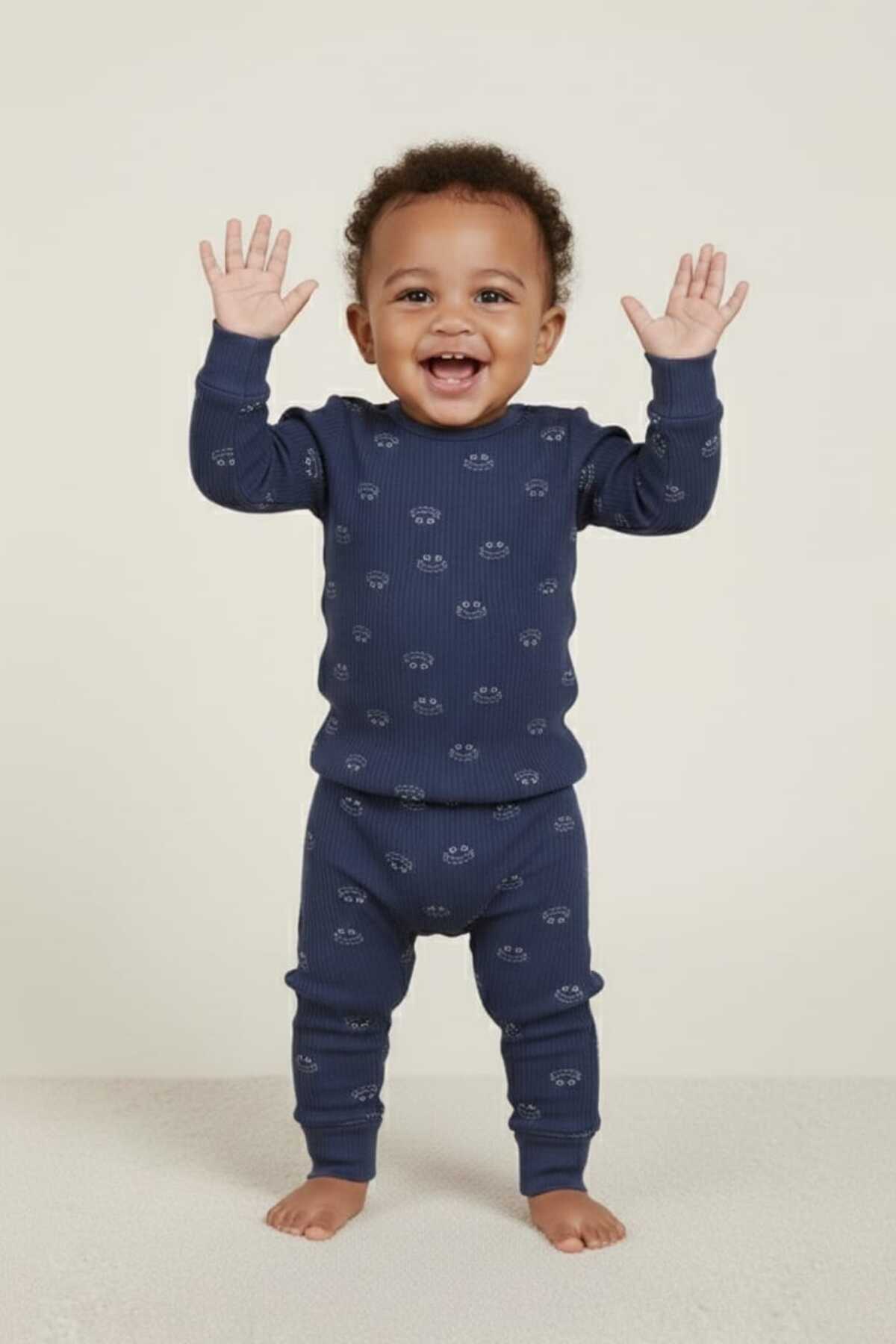Fuar Baby Lacivert %100 Pamuk Desenli Erkek Bebek Pijama Takımı - 1. Kalite Yumuşak Dokulu fotoğrafı 4 (önizleme)