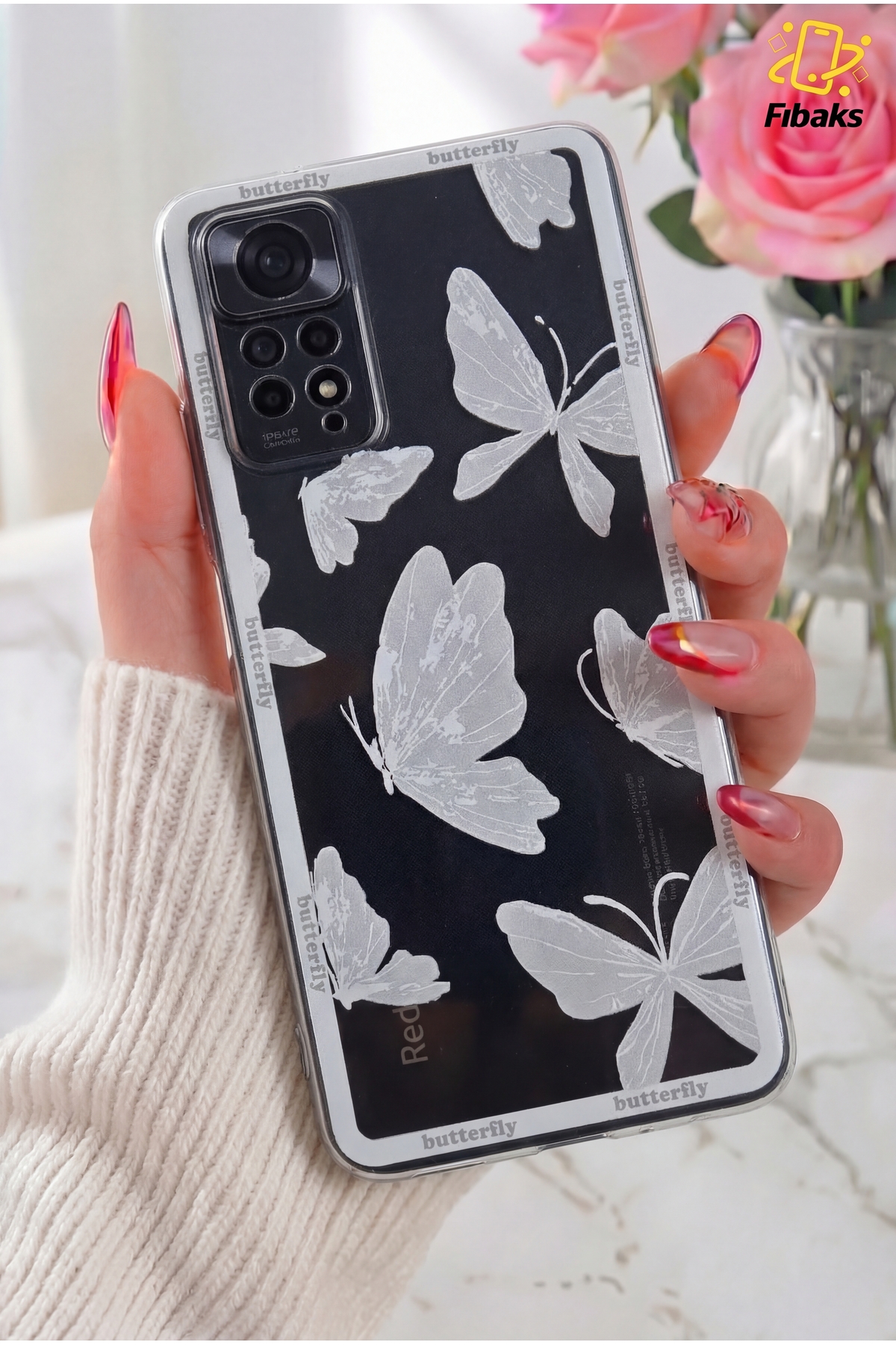 Redmi Note 11 Pro/12 Pro 4G Case Design Patterned Camera Protected Clear Butterfly Silicone Cover