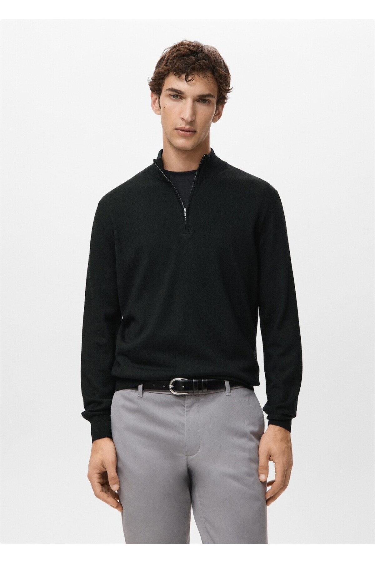 مانگو ژاکت یقه زیپ‌دار، ۱۰۰٪ پشم مرینوس