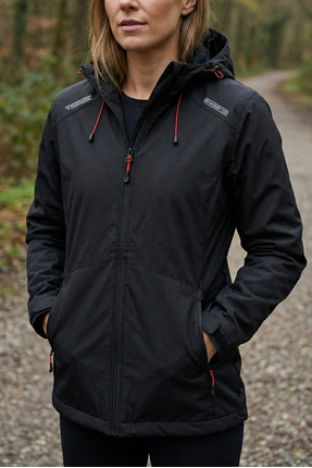 Ghassy Co Kadın Rüzgarlık Yağmurluk Omuz Detaylı Mevsimlik Siyah Spor Ceket