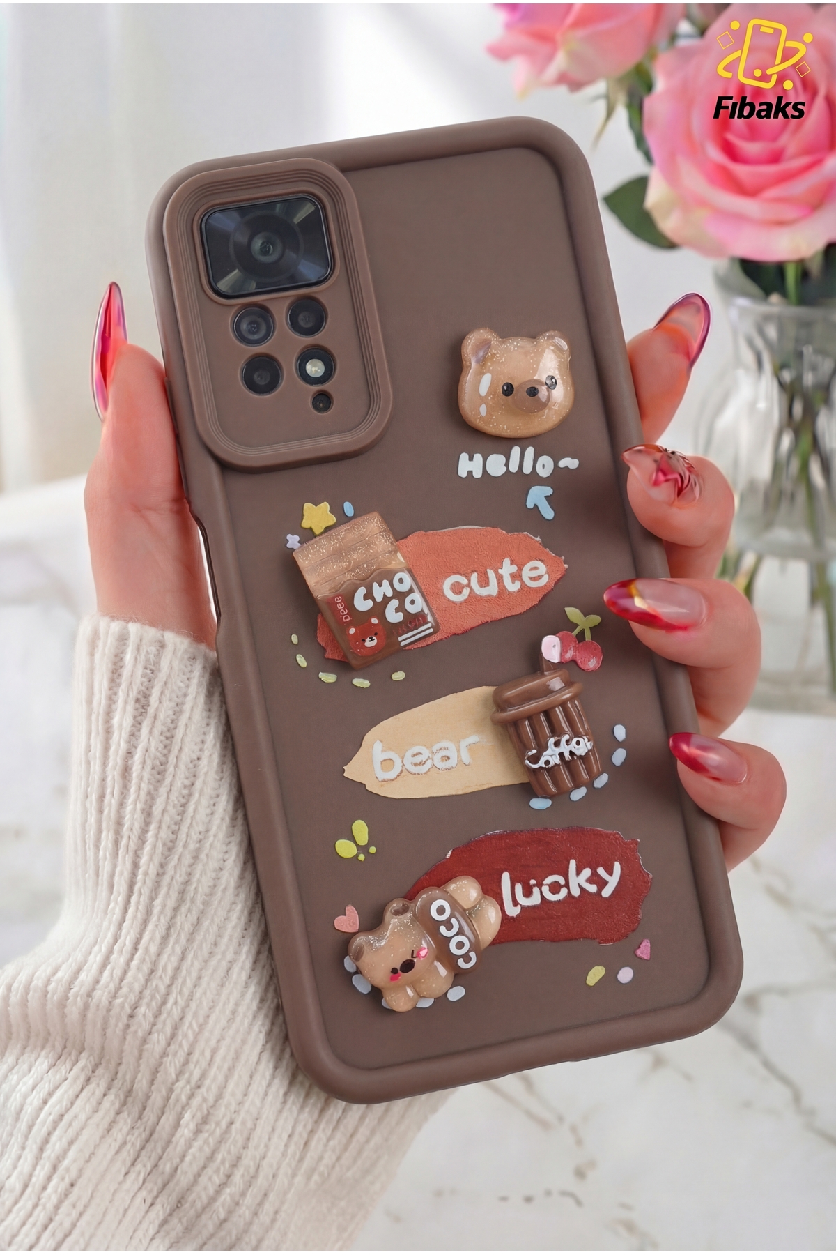 Redmi Note 11 Pro/12 Pro 4G Case Design Patterned Camera Protected Teddy Bear Coffee Silicone Cup
