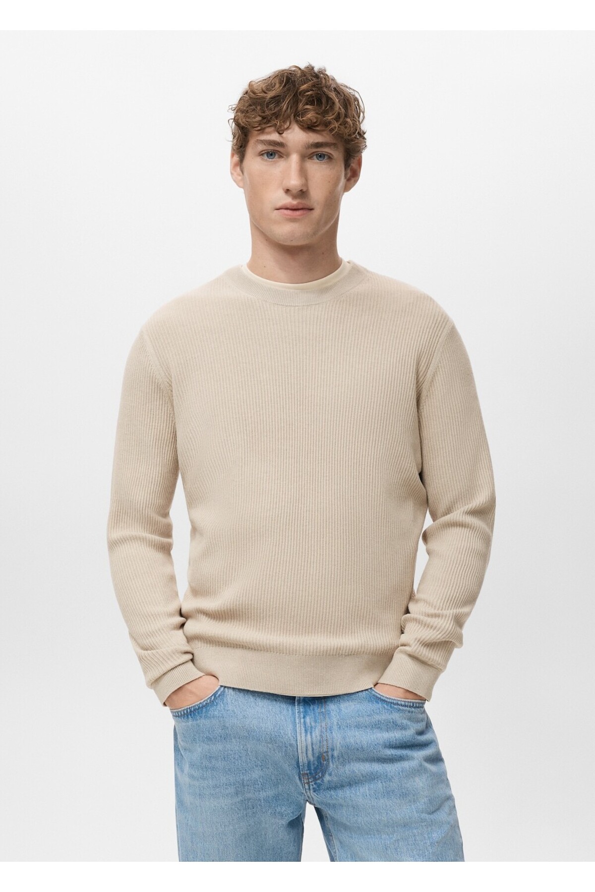 مانگو ژاکت نخی بافتنی دنده ریز