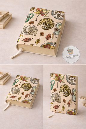 RenkliİzlerAtölyesi Kitap Kılıfı ve Metal Kitap Ayracı Seti (Sonbaharda Bir K...