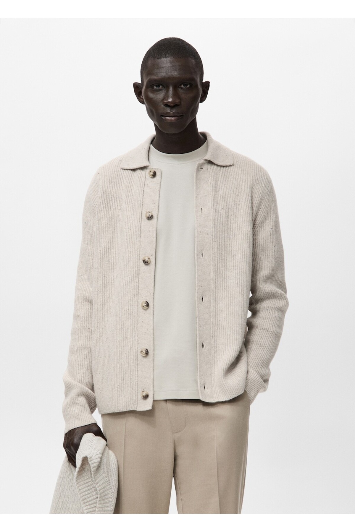 مانگو ژاکت بافتنی آجدار