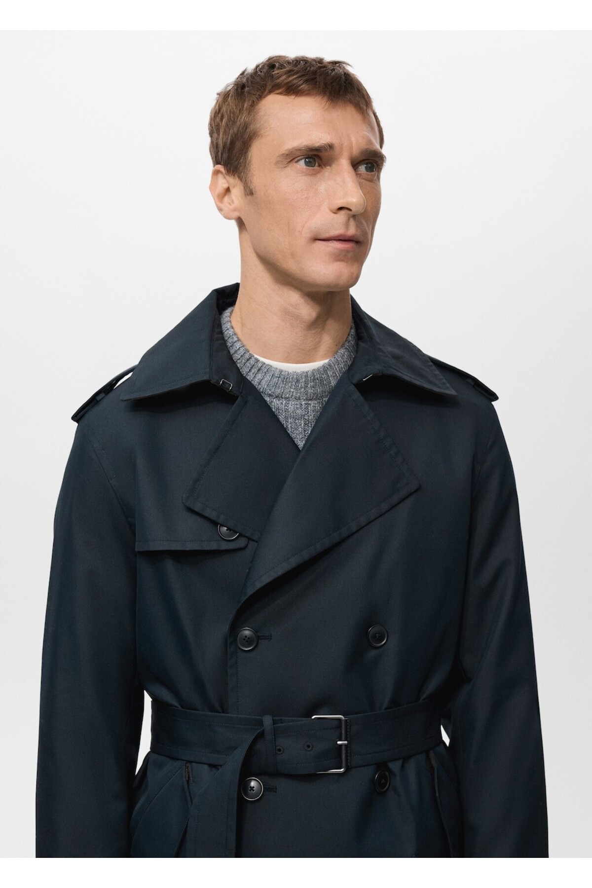 MANGO Man  Kemerli su itici trençkot - Görsel 6