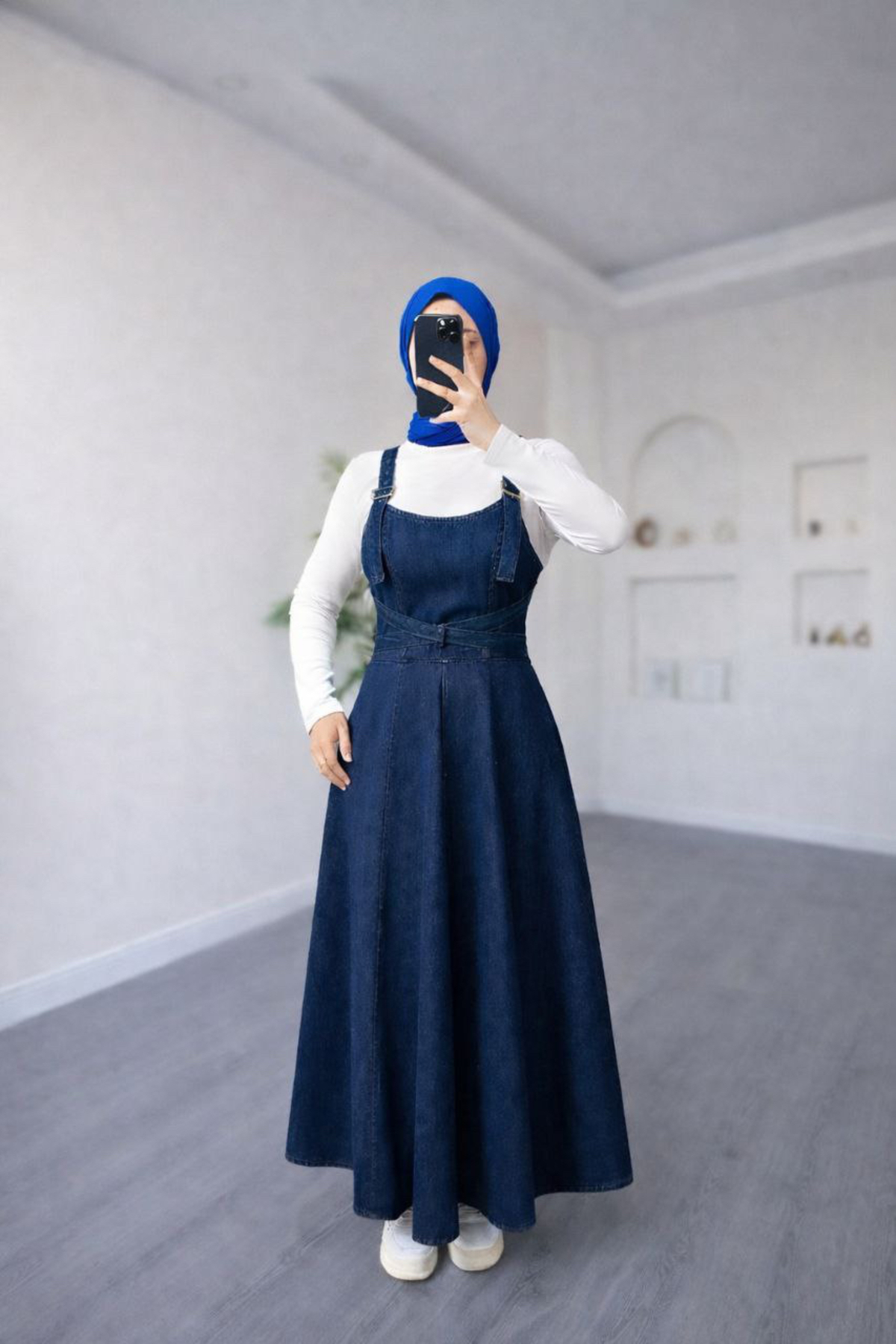 Esre Store  4427 - Kot Jile Elbise Mavi