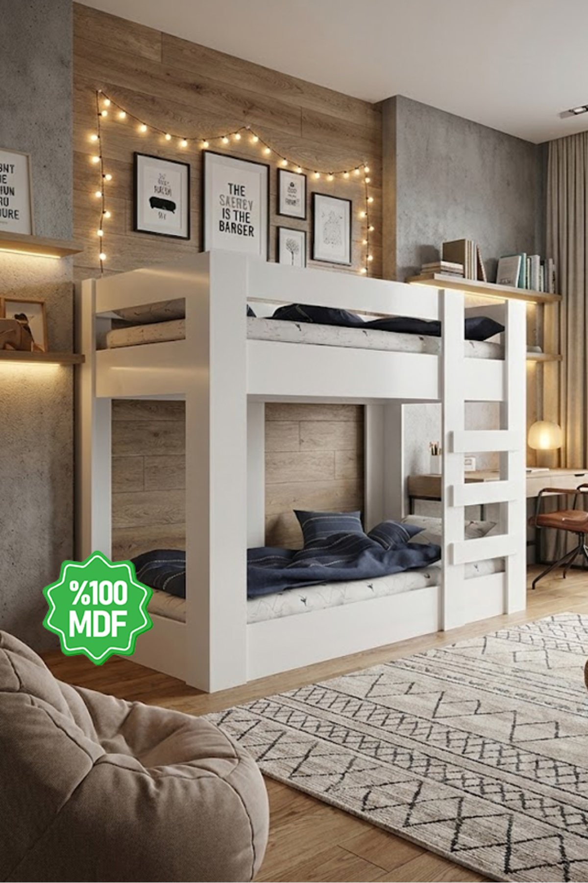 Mdf Young Bunk Bed 90x190 Bed Compatible