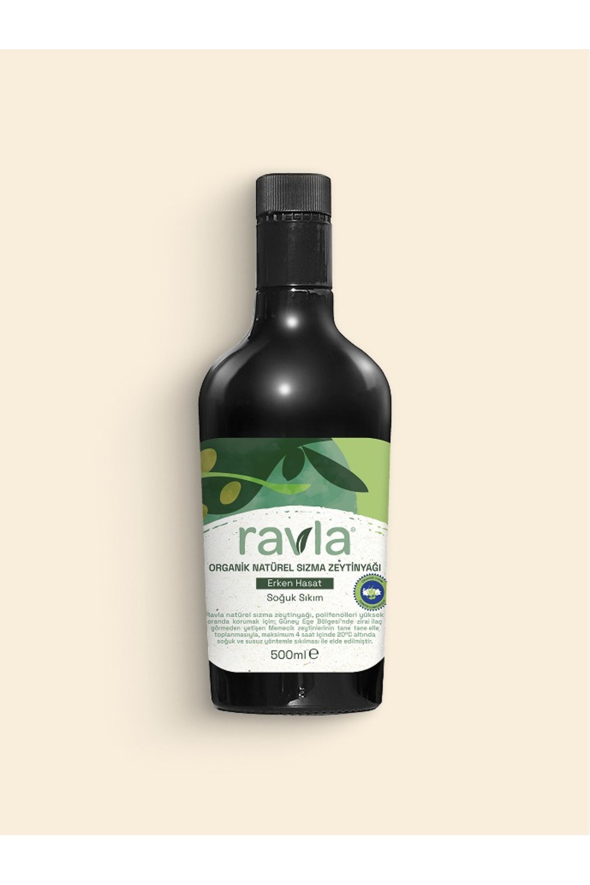 Ravla Organik Erken Hasat Zeytinyağı  – İçimlik 500 ml fotoğrafı 2 (önizleme)