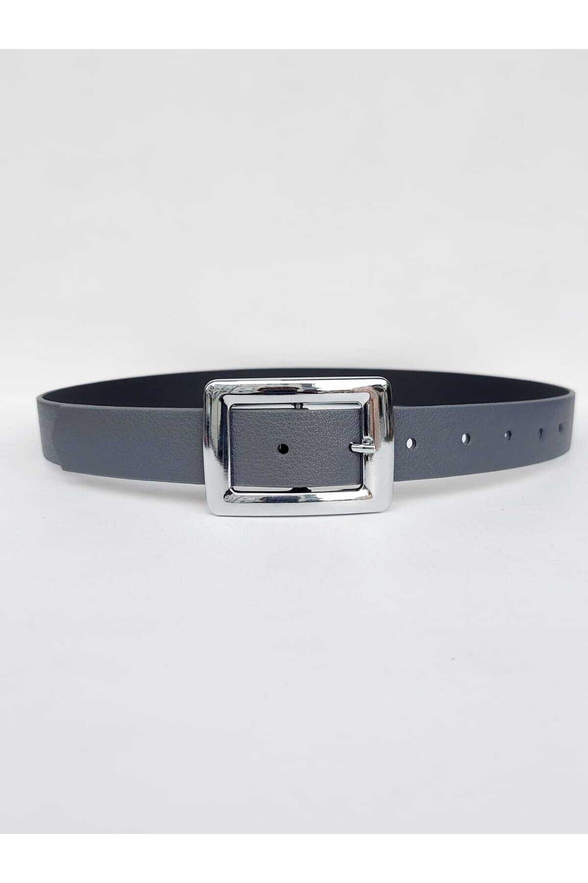 Women's Gray Silver Buckle Belt Jean Belt,Jacket Belt,Pants Belt