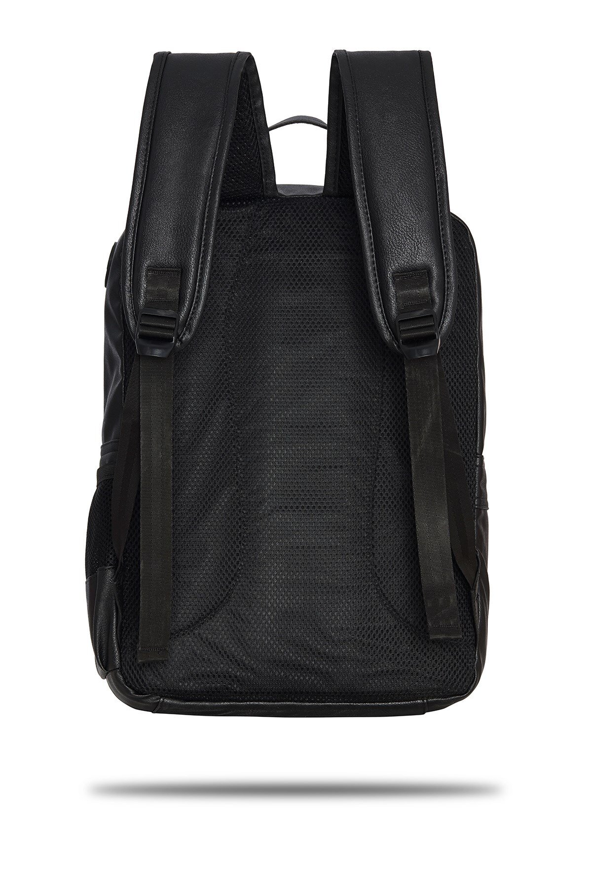 Fudela Monako Siyah Unisex 15.6 İnç Laptop Bölmeli Su Geçirmez Günlük Suni Deri Sırt Çantası görsel 8