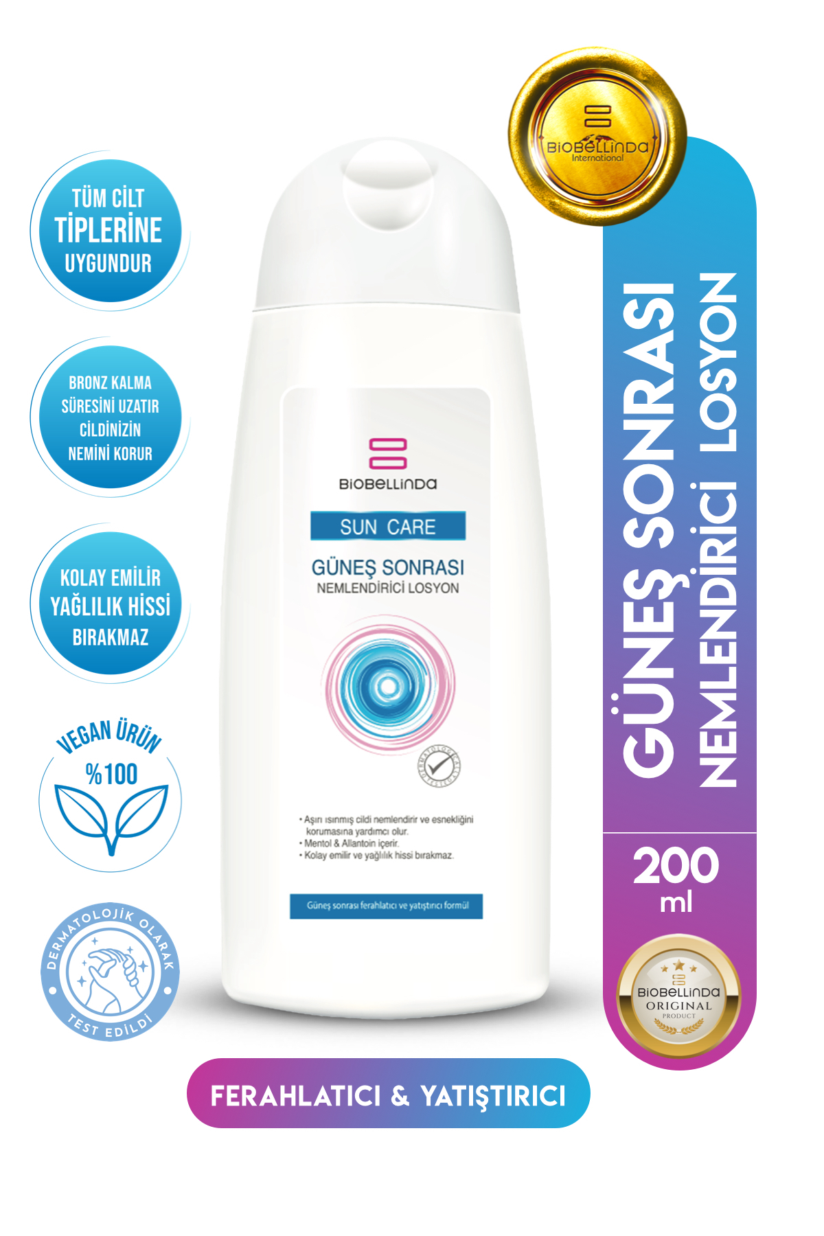 BioBellinda Güneş Sonrası Nemlendirici Losyon Besleyici Krem 200 ml — bl139 günes sonrası losyon