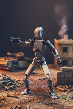 Shaddshop Eklemli Hareketli Şekil Değiştirme Robotu Figür(GRİ) (SİLAH SETİ DA...