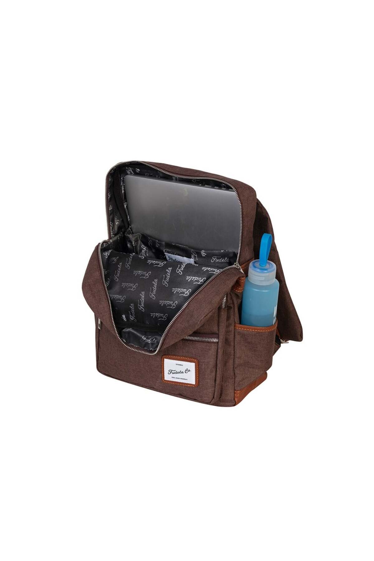 Fudela JNB Kahverengi Unisex 15.6 İnç Laptop Bölmeli Su Geçirmez Günlük Sırt Çantası görsel 3