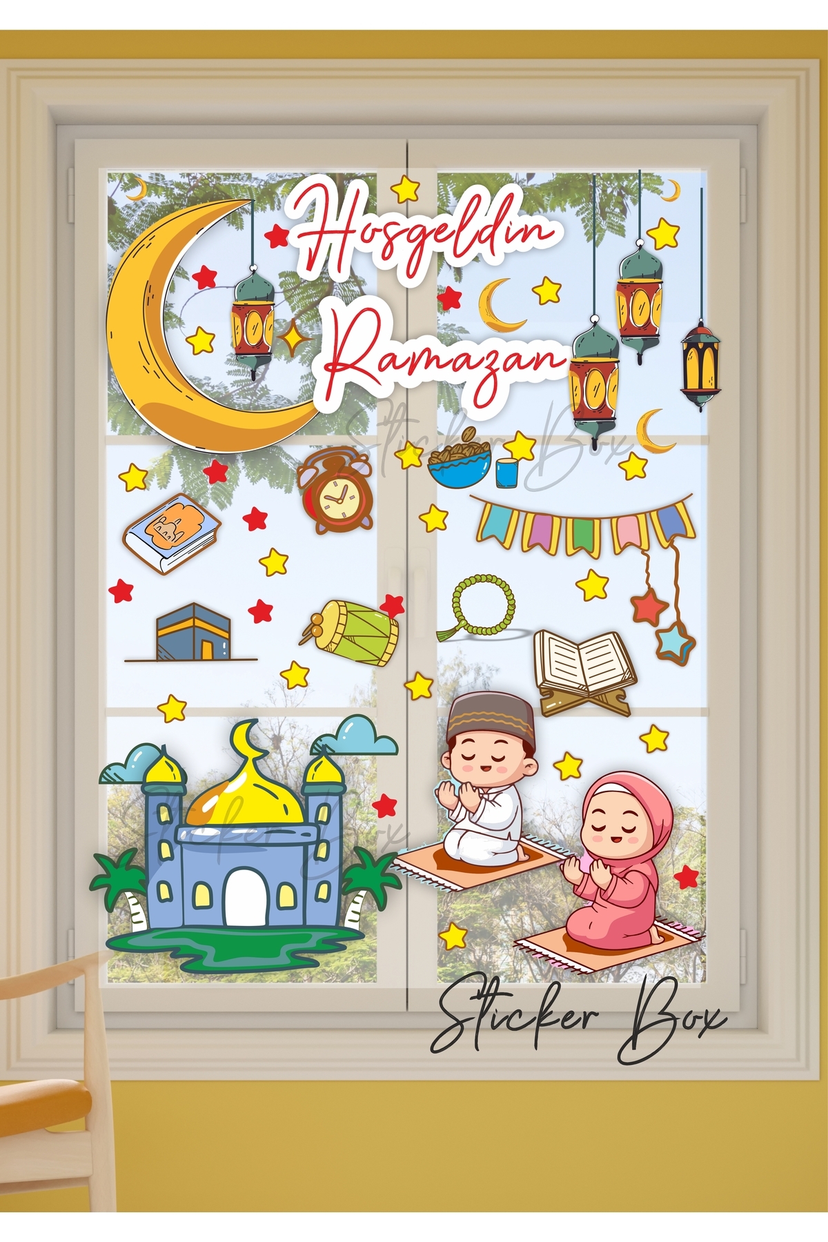 Think And Print Hoşgeldin Ramazan Ayı Temalı Süsleme Kabe Ve Ramazan Figürleri Mescidi Aksa Duvat Sticker fotoğrafı 2 (önizleme)