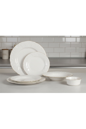 İpek Porselen 6 Kişilik Krem Gold Rossenheım 24 Cm Parça Yemek Takımı