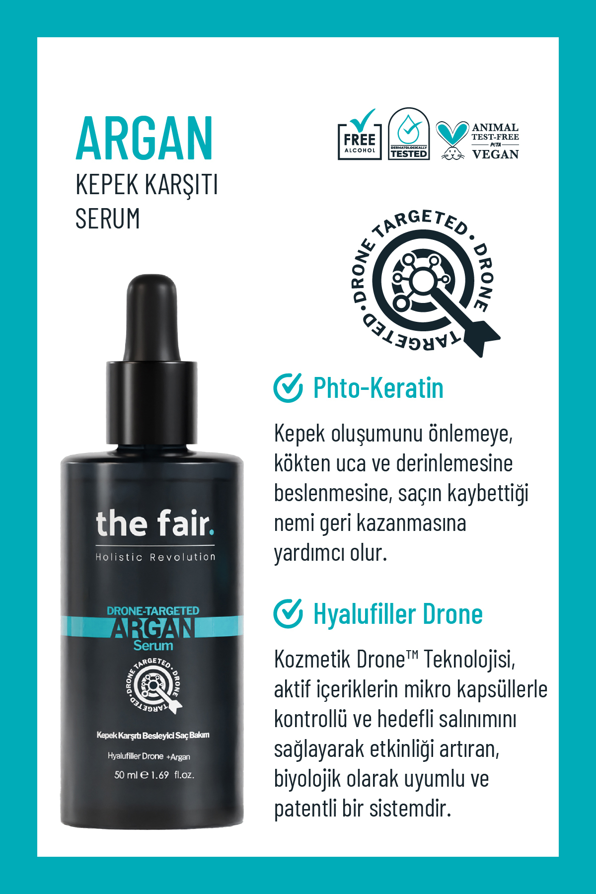 Nem Destekli Kepek Karşıtı Saç Bakım Seti Argan Serum ve Hyalüronik Asit Destekli Vegan Saç Bakımı 50 ml+30 ml — ZZ.VV.SGT.2021/0506-02 — تصویر 3 از 9