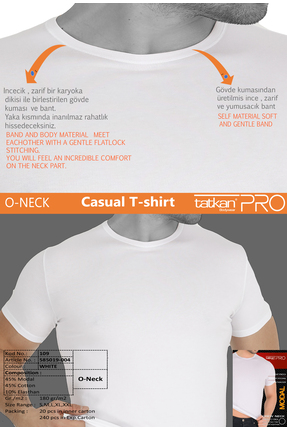 TATKAN BODYWEAR Tatkan - 3'lü - Erkek Sıfır Yaka Penye Modal Slım Fıt Sport T...