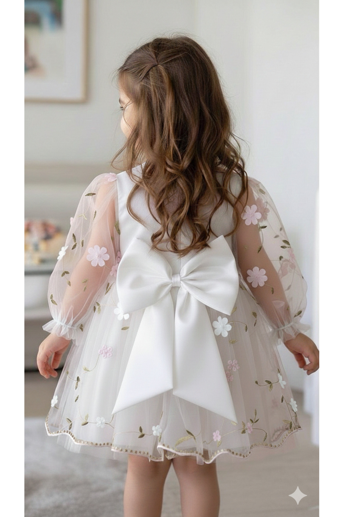 GIRLS FESTIVE DRESS SEASONAL COTTON 3D SIZE ROSE DETAIL TULLE LINED 1-5 YEARS OLD