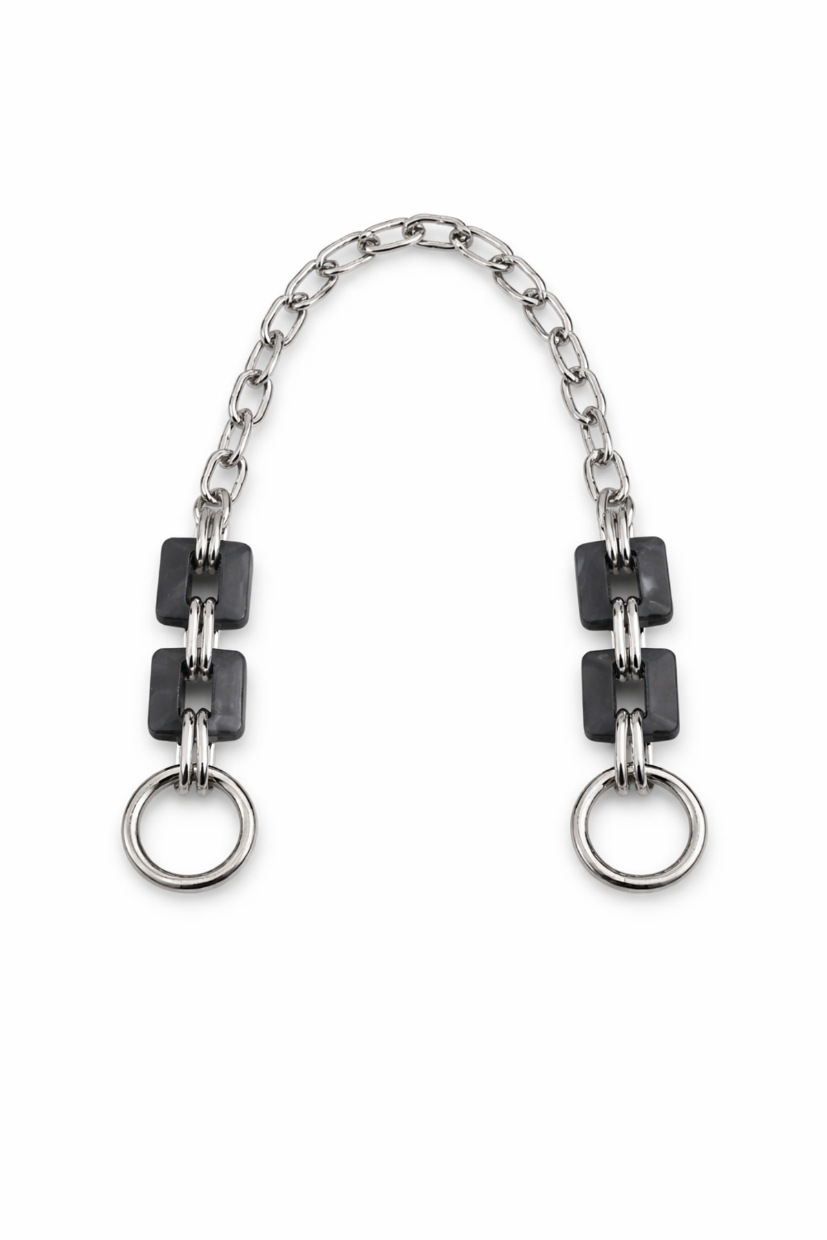 Acrylic Detailed Bag Chain with Silver Color Accessories - Length : 45 Cm