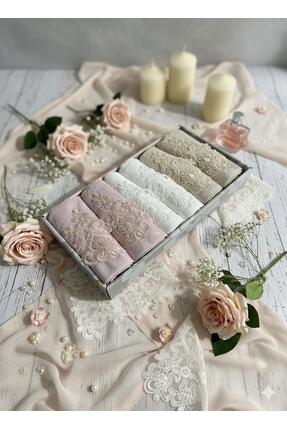 EvimSoft Güpürlü Saten İşlemeli Kutulu Lüks Çeyizlik 30x50 CM Mutfak ve Banyo...