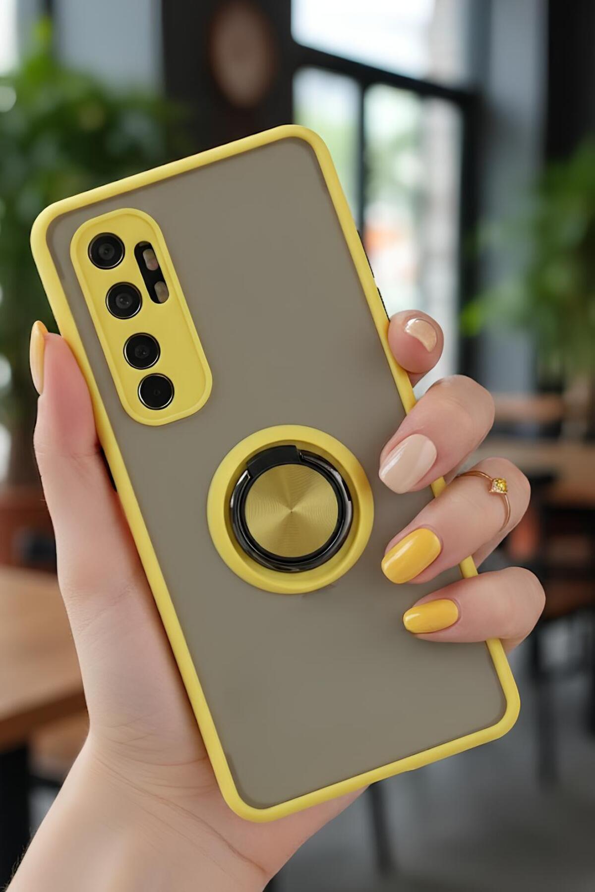 Xiaomi Mi Note 10 Lite İçin Kamera Korumalı Yüzüklü Kılıf - Leke Tutmaz Mat ve Dayanıklı Yapı