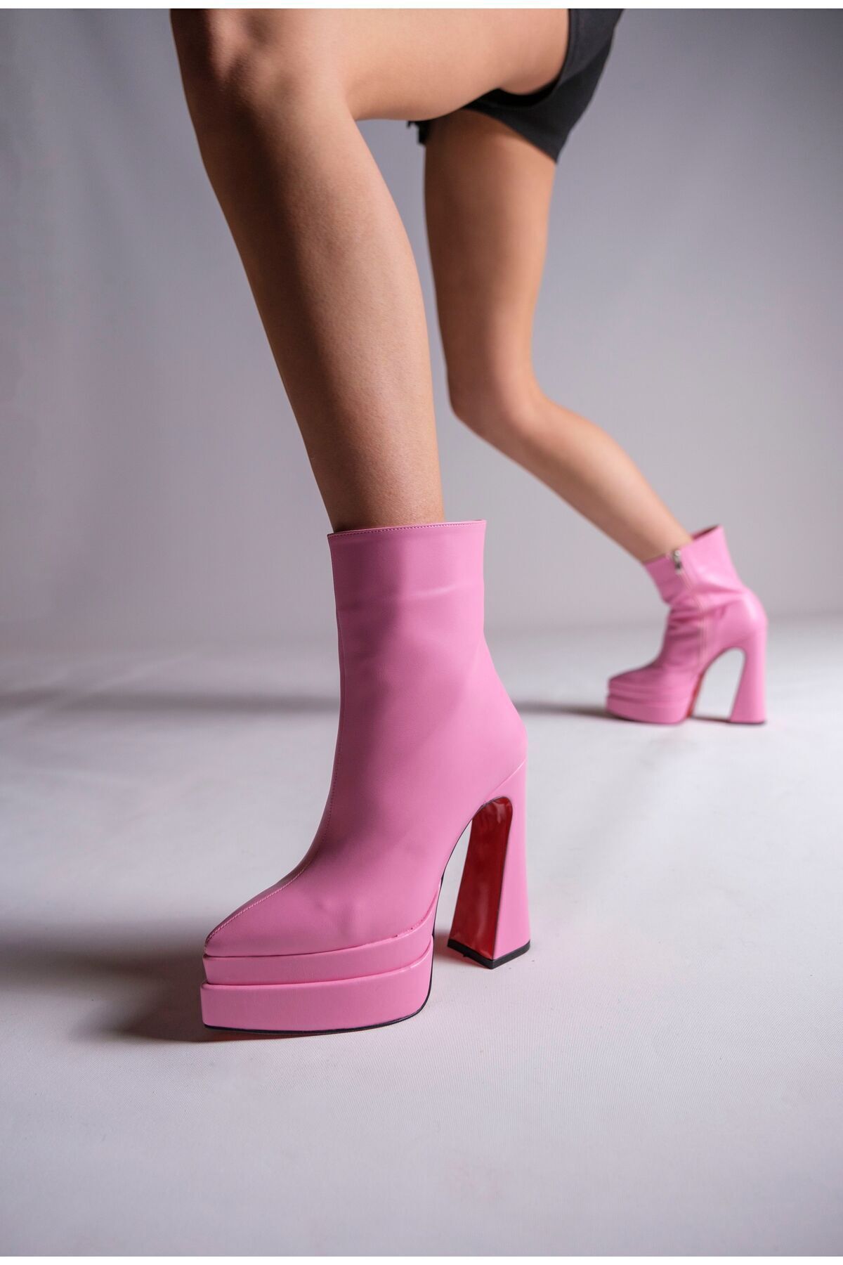 Pink Skin Double Platform Custom Design Women's Boots Mojo