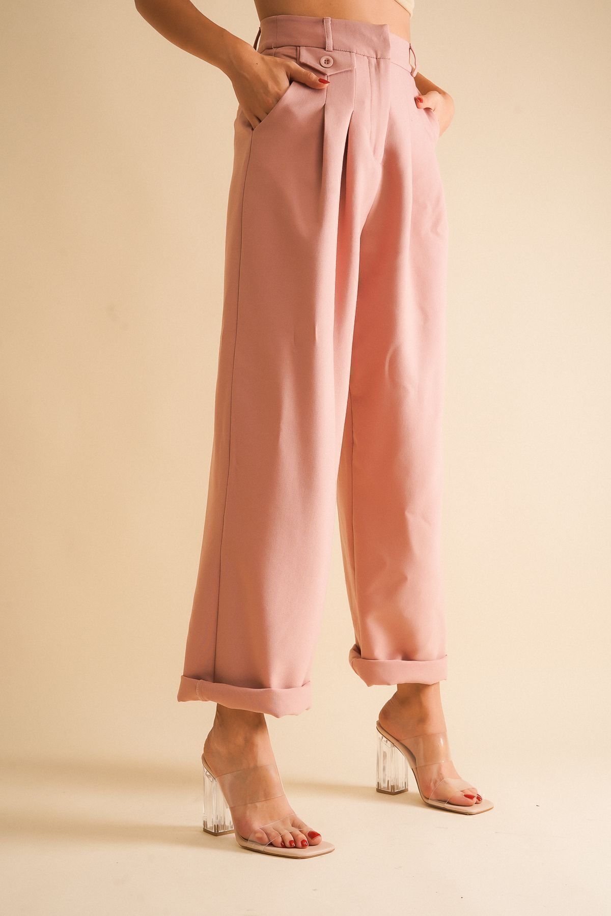 Ayakkabı Ateşi  Nude Cilt Şeffaf Kadın Şeffaf Topuklu Ayakkabı - Görsel 3