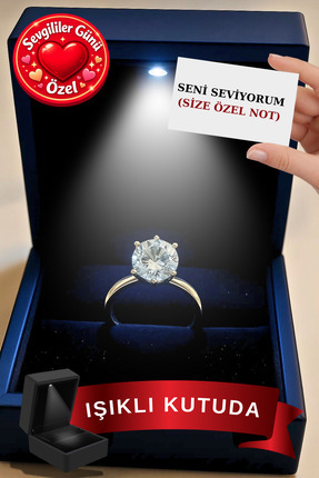 CARAT STONE Işıklı Kutuda Gerçek 925 Ayar Gümüş 4 CARAT TEKTAŞ Yüzük
