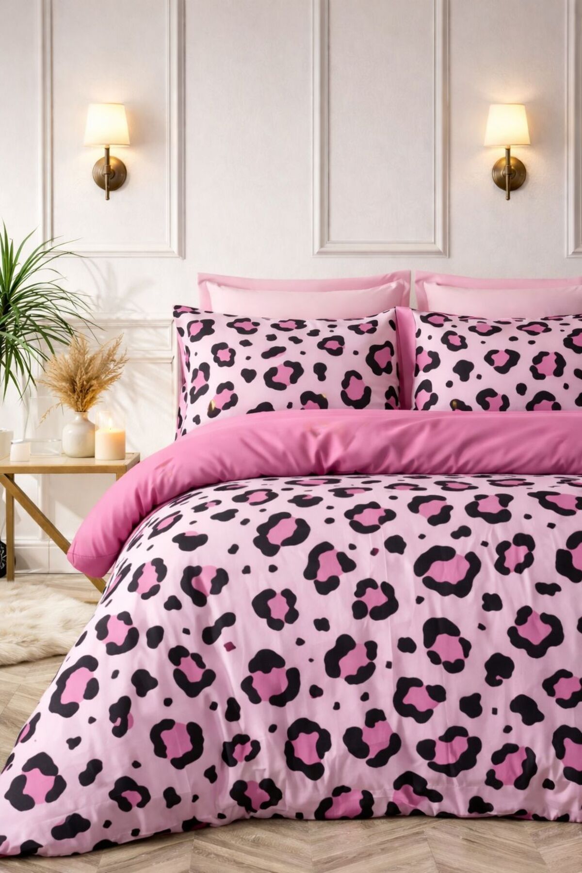 Always Комплект двустранен двоен плик за завивка с еластичен чаршаф, леопардо...