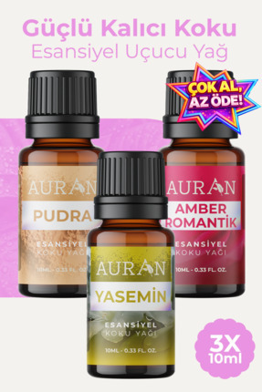 AURAN Pudra, Yasemin, Amber Saf Esansiyel Uçucu Yağ Buhurdanlık Yağı Difüzör ...
